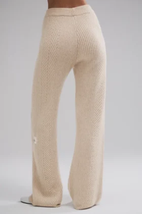 Winter Magic Cashmere Wide Leg Byxor – Birch Heather