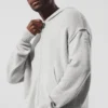 Wool Cashmere New Class Full Zip Huvtröja – Pearl Grey Heather