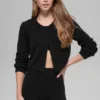 Wool Cashmere New Class kort kofta – Svart