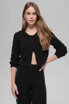 Wool Cashmere New Class kort kofta – Svart