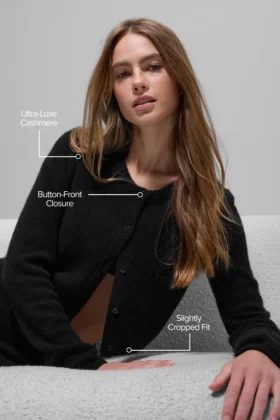 Wool Cashmere New Class kort kofta – Svart