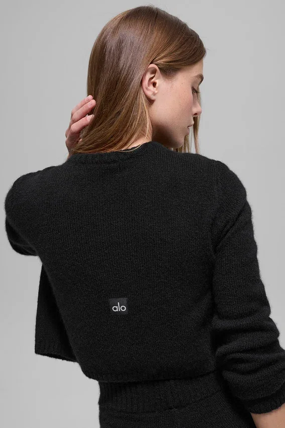 Wool Cashmere New Class kort kofta – Svart