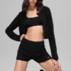 Wool Cashmere Ribbed Noble Shorts – Svart