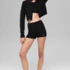 Wool Cashmere Ribbed Noble Shorts – Svart