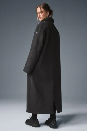 Wool Metro Long Coat – mörk melerad grå